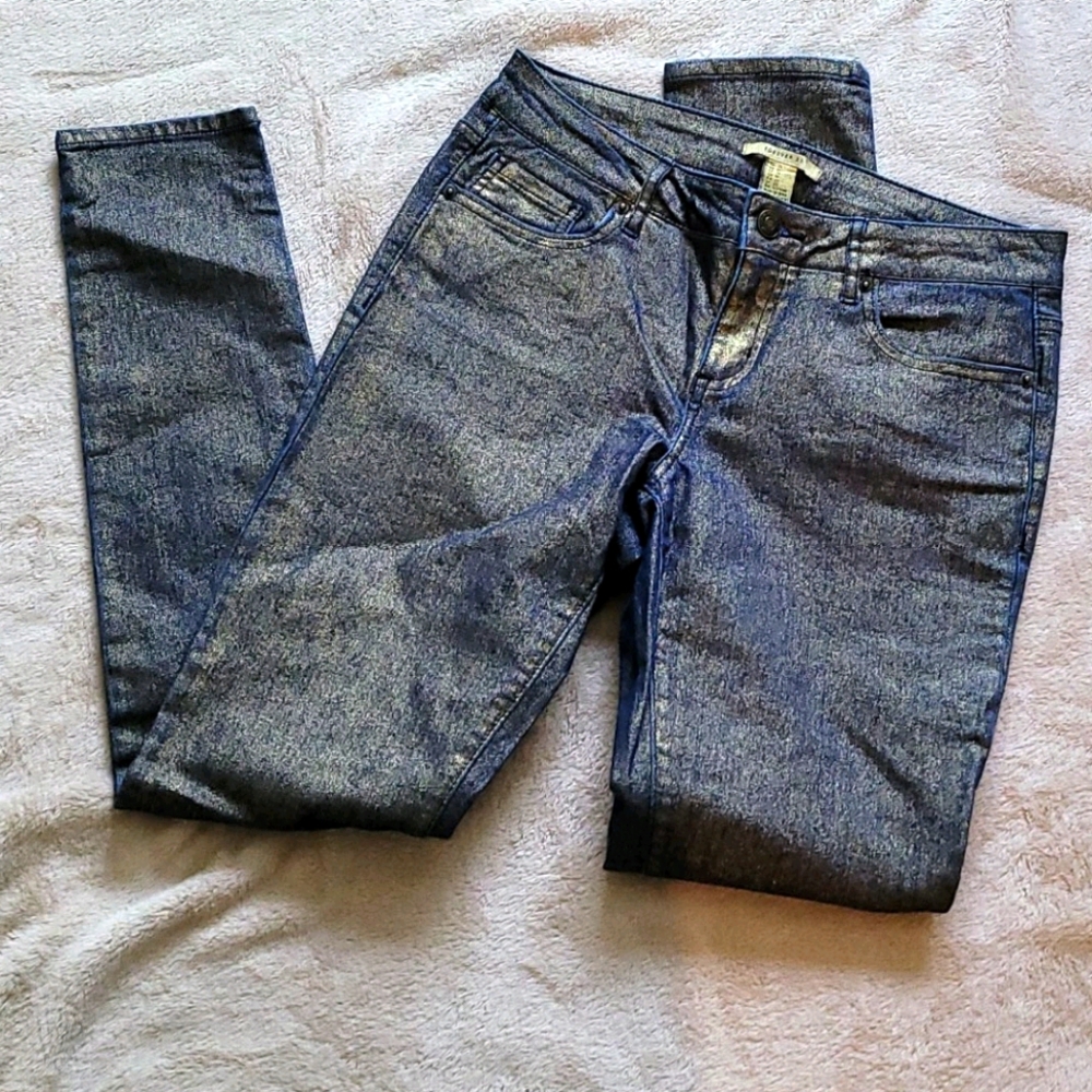 Denim gold mettalic wash sz 27 low rise skinny